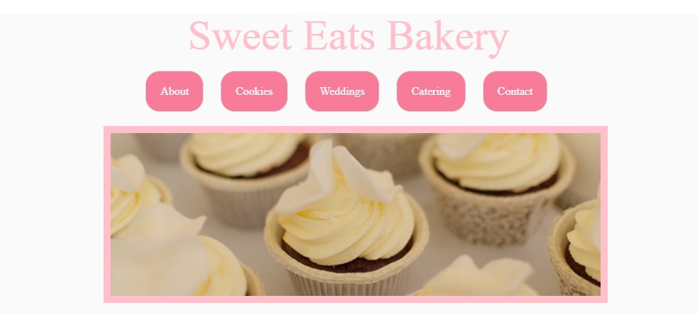 screenshot of sweet eats bakery page